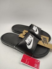 Nike Benassi JDI Slides Black White Mens Size 10 Sandals Brand New With Tags