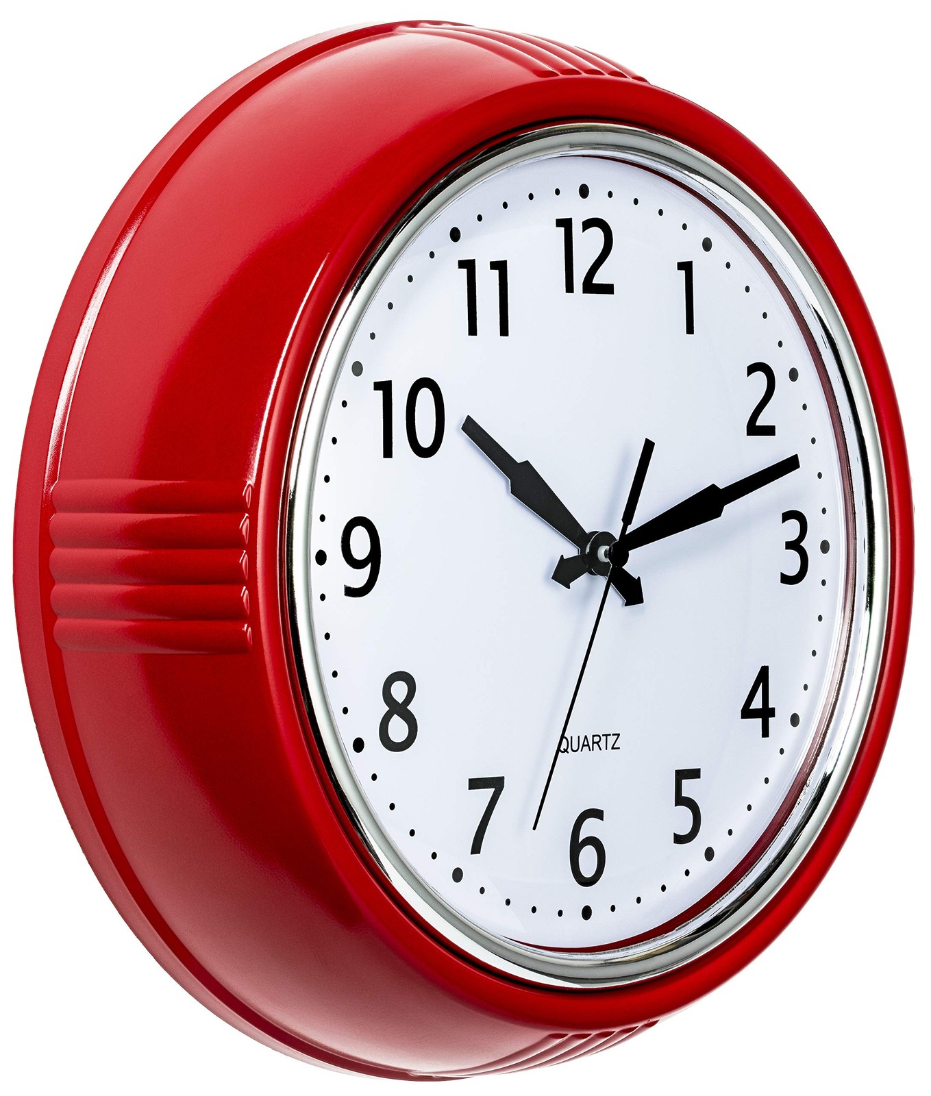 Bernhard Products Retro Wall Clock 12 Inch Red Kitchen 50'S 