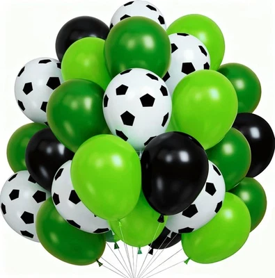 Ballons Anniversaire Football, 60 Pièces Latex Ballons Football Vert Noir - Photo 1/4