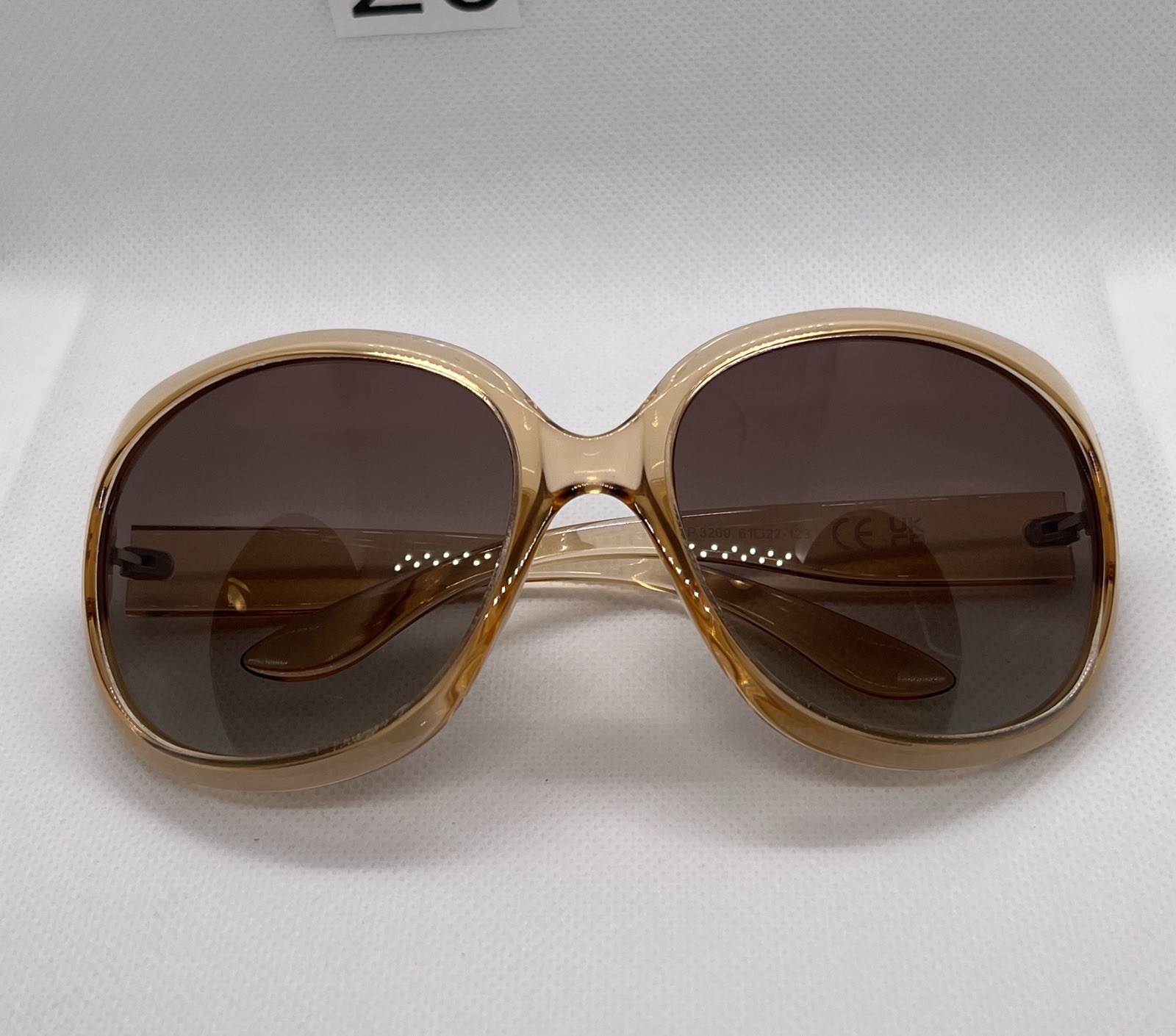 Oversized Round Beige Brown Gradient Sunglasses - image 1