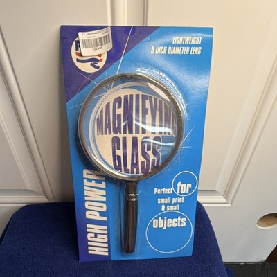High Power Lightweight Magnifying Glass 5 Inch Lens Black 118