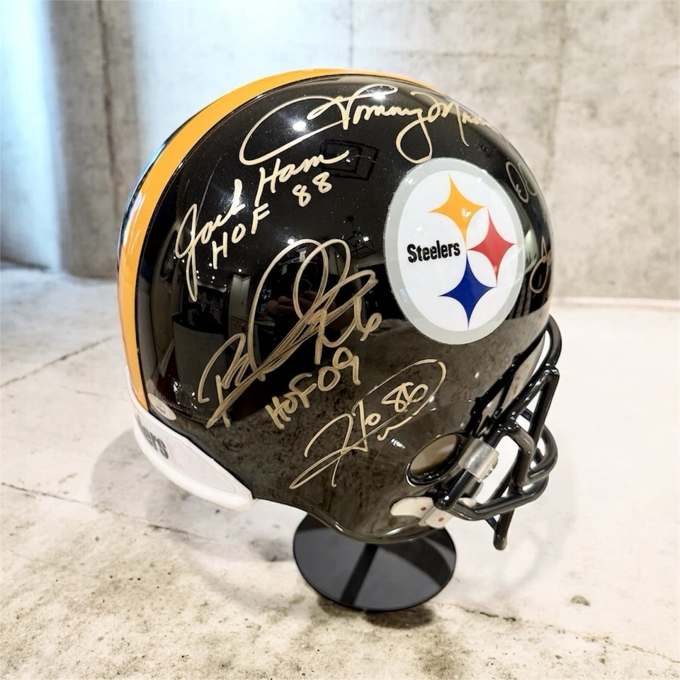Casco de tamaño completo firmado por varios jugadores Steelers Autografiado Leyendas Tristar certificado de autenticidad Foto 2 de 4