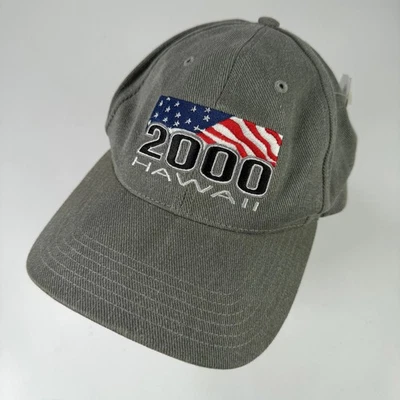 HAWAIIAN HEADWEAR Baseball Cap Men's Adjustable Gray 2000 Hawaii American Flag - Image 1 of 4