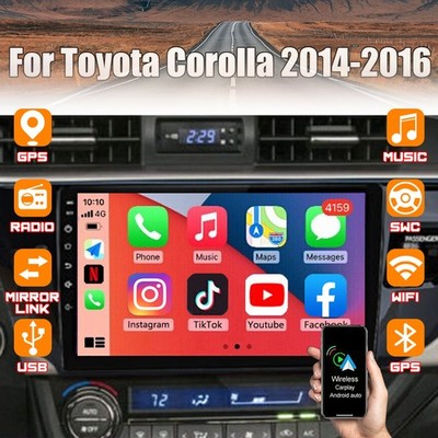 10'' Apple Carplay Android 13 Car GPS Navi Radio Wifi For Toyota Corolla 14-16