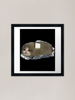 Traurige Kartoffel Katze mit Butter gerahmt ein gerahmtes Wandbild Poster Leinwanddruck Bild