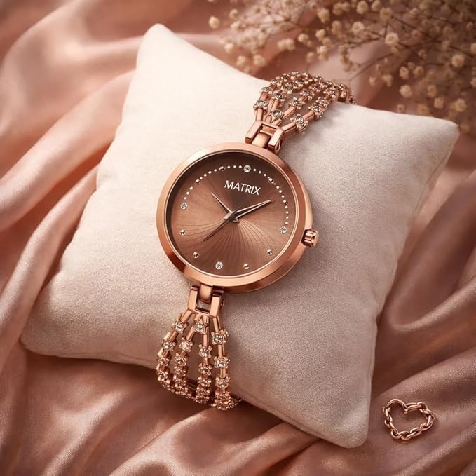 Matrix Daisy Collection Stone Studded Dial with Designer Stone Studded Bracelete