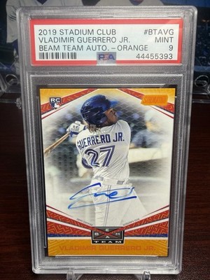 Vladimir Guerrero Jr. 2019 Stadium Club Beam Team Rookie Auto Orange /5 RC PSA 9