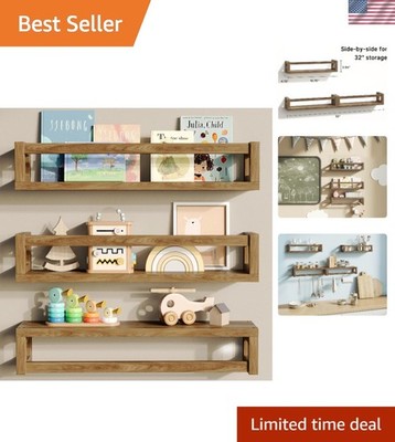 Upgraded Thick Floating Shelves - Elegant Walnut Brown Wall-Mounted Storage