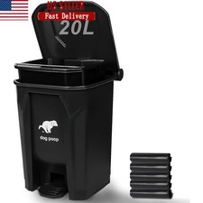 Outdoor Dog Poop Trash Can 20L Step-On Waste Bin Removable Inner Bucket 100 Bags