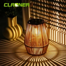 Solar Lights Outdoor Waterproof Boho Light for Outside Hanging Rattan Lantern US