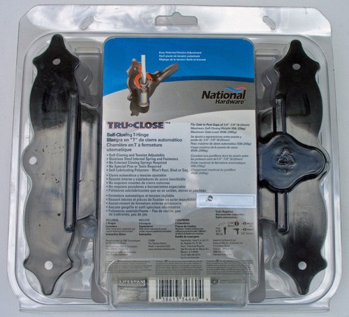 N346-601 / V6220 Self-Closing T-Hinges 2 Pair Black Polymer National - Picture 3 of 3