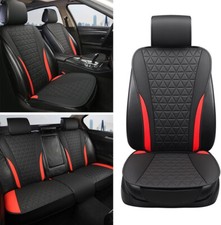 New Black Car Seat Covers Full Set Leather Universal Cover Waterproof Blackred