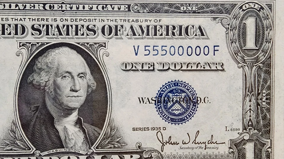$1 1935D SILVER CERTIFICATE PMG66EPQ S/N 55500000 - Image 2 of 4