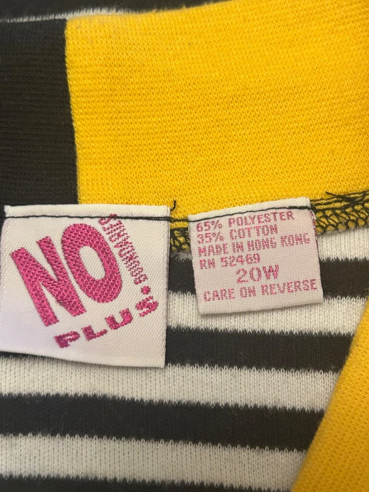 Top de mujer de colección años 90 No Boundaries Plus negro blanco amarillo talla grande 20W abstracto Foto 3 de 4