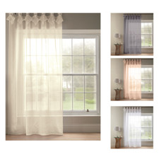 Single Voile Curtain Panel Decorative Tab Top Slot Net Swag Sheer Diamante Bling