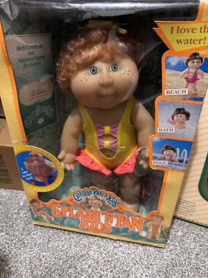 Cabbage Patch Kids Splash'N Tan Doll In Box. Has Sealed Papers And Glasses 