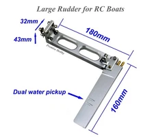 Alloy Extended Rudder 180mm X 160mm for Large Gas Nitro Electric RC Model Boat