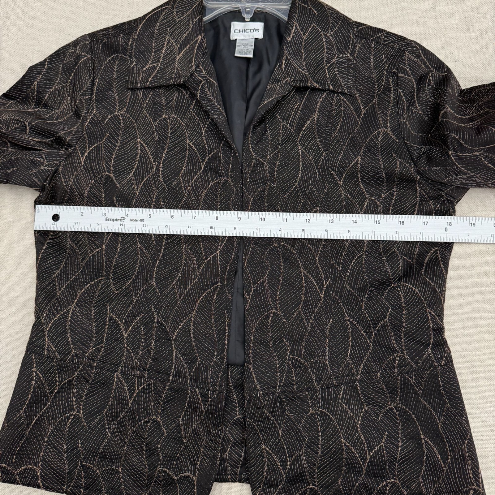 Chico’s Open Front Blazer Leaf Pattern Lined Wome… - image 11