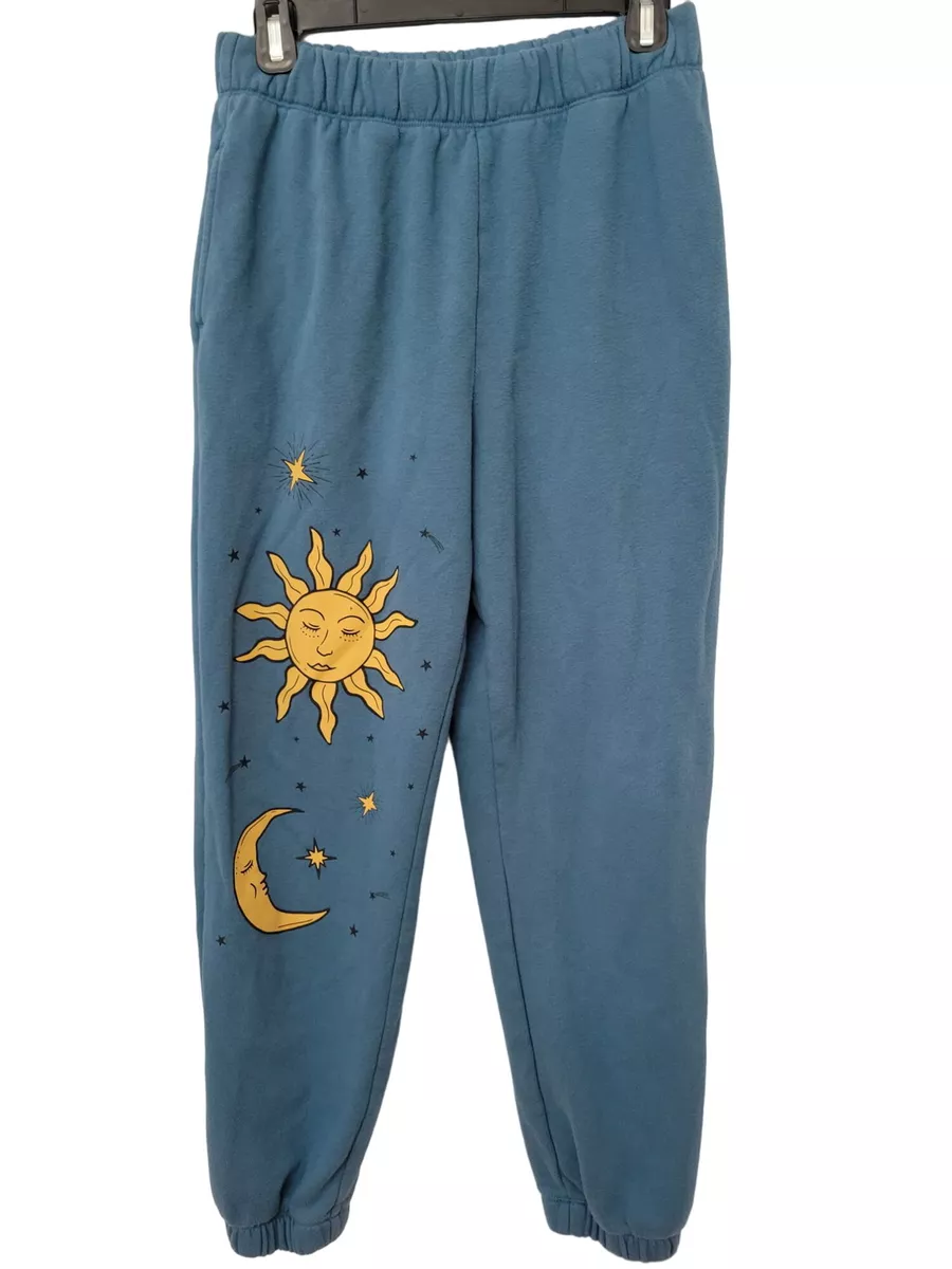 No Boundaries womens Blue sun moon stars design sweat pants size M (7-9)