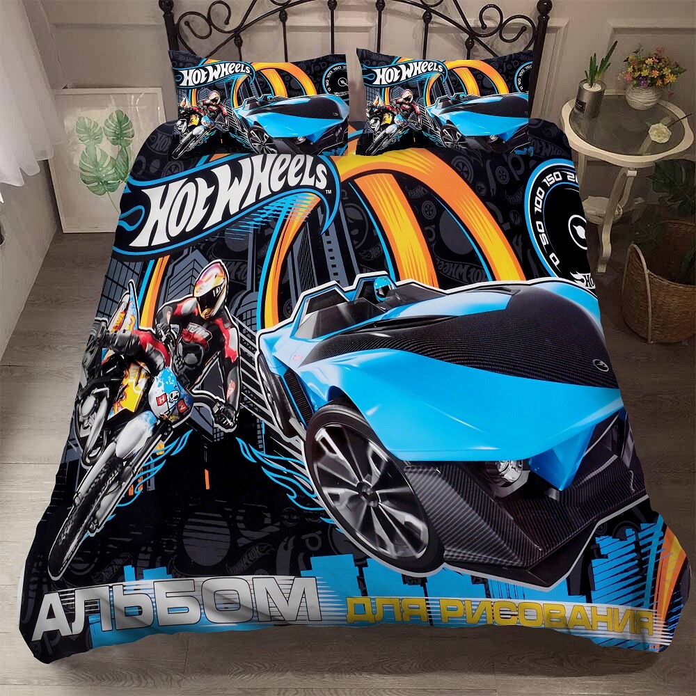 Hot Wheels Quilt Duvet Cover Doona Bedding Set Single Double Queen Kids