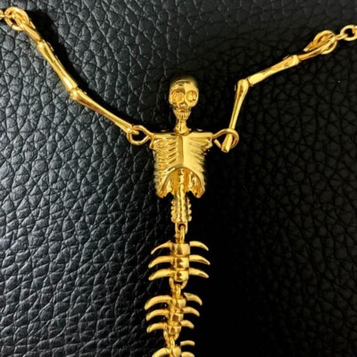 Vivienne Westwood Ariel Skeleton Mermaid Skull Necklace Gold