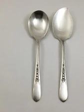 Vintage Wm Rogers IS PRISCILLA-LADY ANN Silver Plate Jelly Server & Sugar Spoon