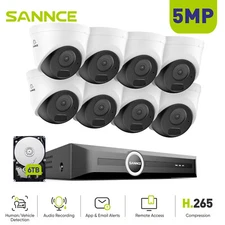 SANNCE 8CH NVR 5MP POE Security Camera System Audio Recording Outdoor AI Motion