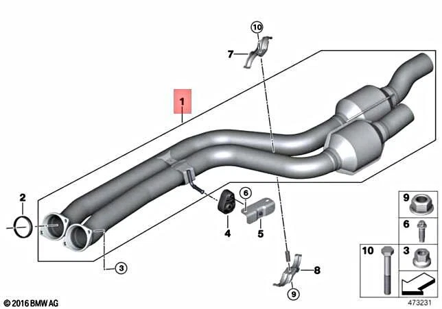 Genuine BMW MOS M4 GT4 Coupe Exhaust Pipe Catalytic Converter 