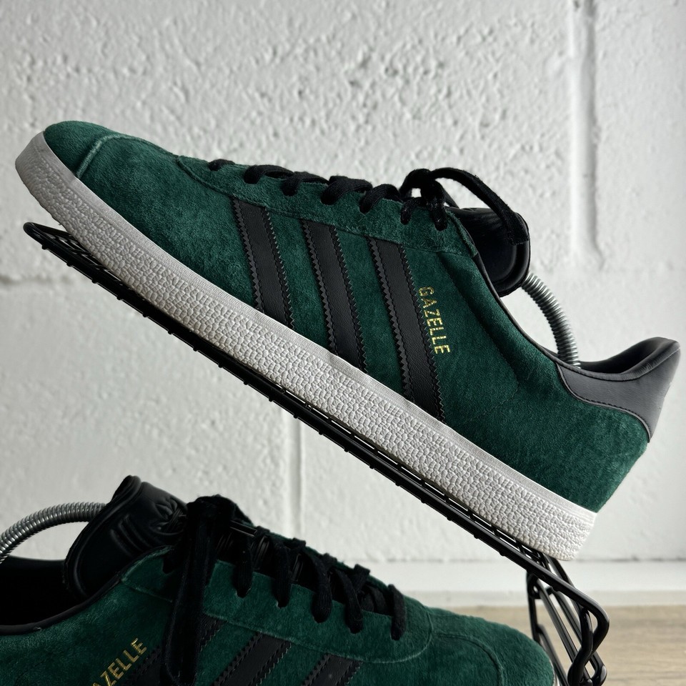 Mens Adidas Gazelle Shoes Originals Trainers Green/Black Size 10 UK VGC