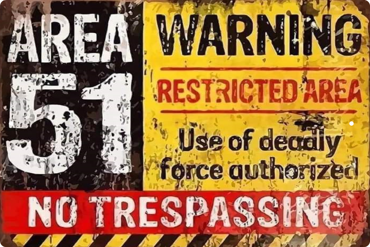 US Vintage Retro Warning Area 51 Tin Sign door Wall Decor Metal