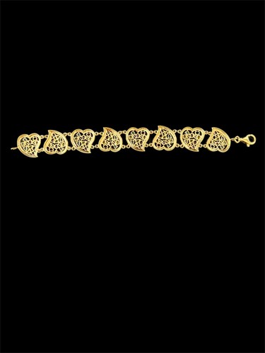Multi Gemstone Gold Vermeil 925 Sterling Silver Heart Bracelet Filigree Colorful - Picture 7 of 7