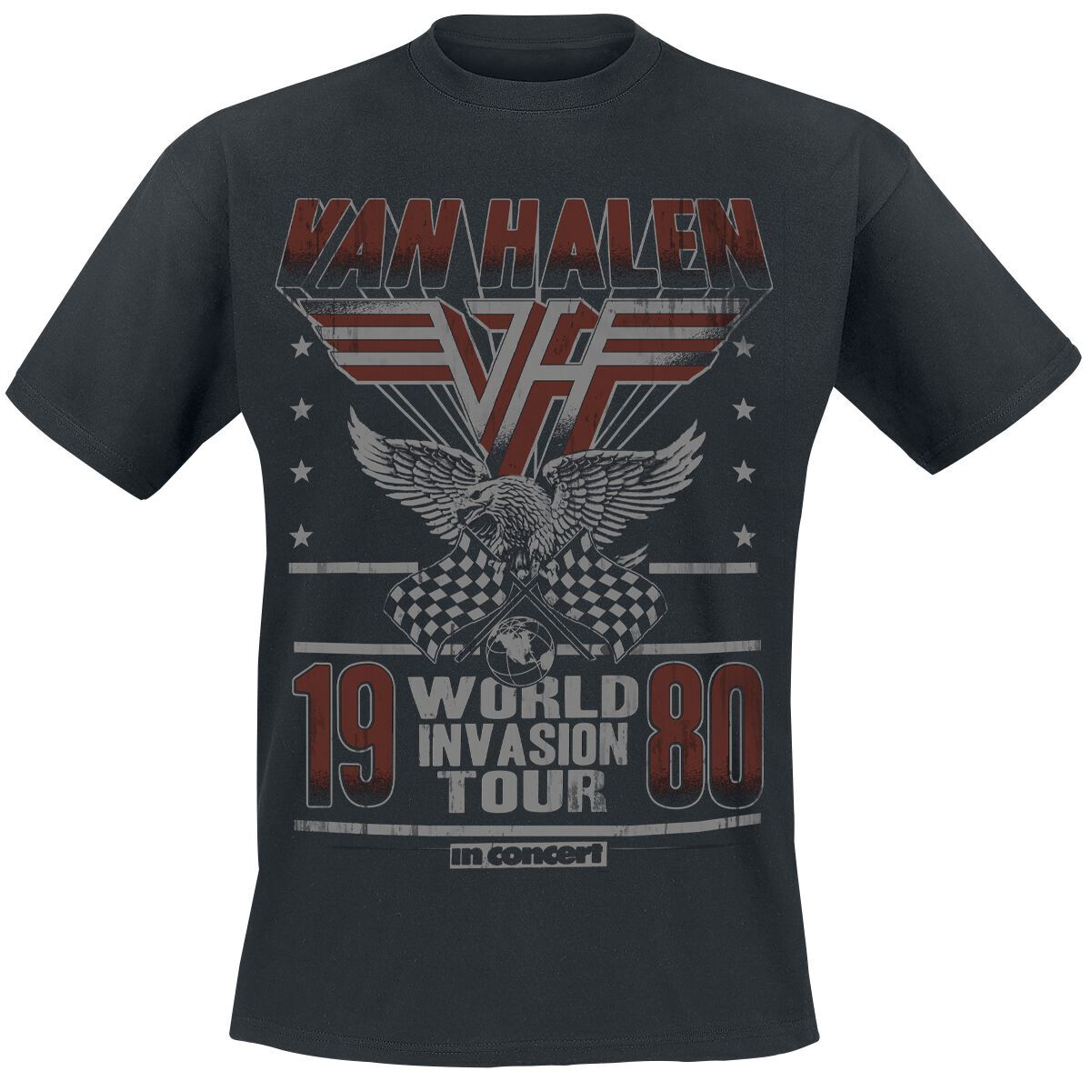 Футболка Van Halen Herren World Invasion Tour 1980 schwarz Band-Товар, группы