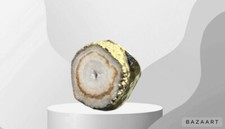 "Elegant Geode Statement Ring with Gold Accents
