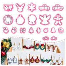 Keoker Christmas Clay Cutters, Christmas Polymer Clay Cutters for Earrings Ma...