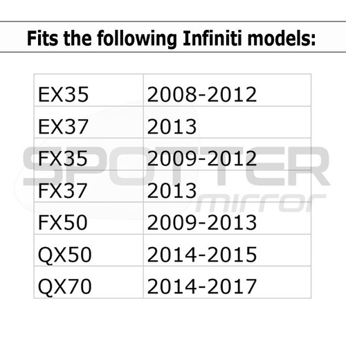 Mirror Glass for 2009-2012 INFINITI FX35 | 2008-2012 EX35 | Passenger Right Side - Picture 3 of 3