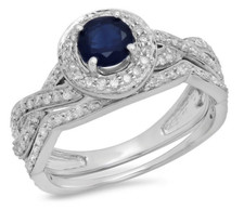 1.5CT Round Cut Blue Sapphire Cubic Zirconia Women's Wedding Wonderful Ring.