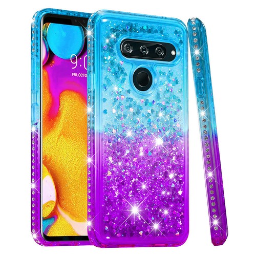 For LG V50 / V40 Case Glitter Liquid Sparkle Bling Floating Diamond Cute Cover - Picture 20 of 25
