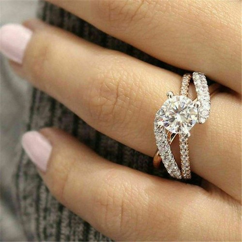 Kristall Strass Diamant Ring Rotgold Überzogene Zirkonring Mode Ringe Schmuck - Picture 8 of 9