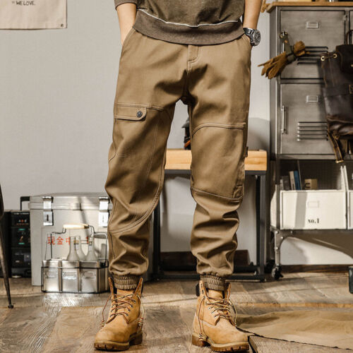 S-4XL Retro American Style Men's Cargo Harem Pants Cotton Trousers Casual Spring - Picture 3 of 30