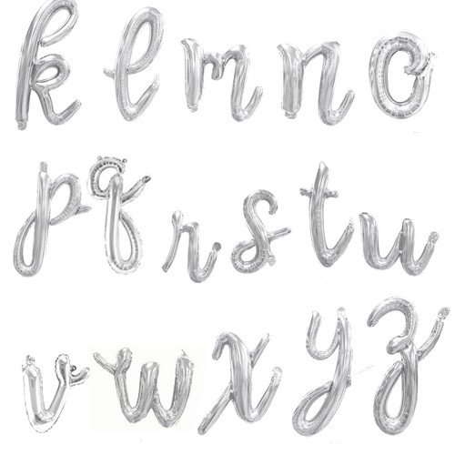 Cursive Script Custom Silver Phrase Alphabet Party Balloon Banner Lower Case - Picture 3 of 7