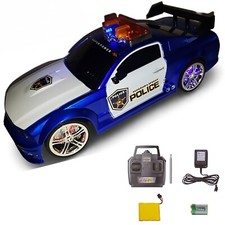 Remote Control Toy Car Lights Siren Police Action Sports RC Gift for Boys - Blue
