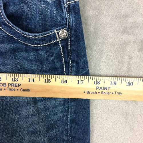 Miss Me Signature Cuffed Capri Denim Sz 27 Embroidered Embellished 23 in Inseam - Imagen 14 de 24