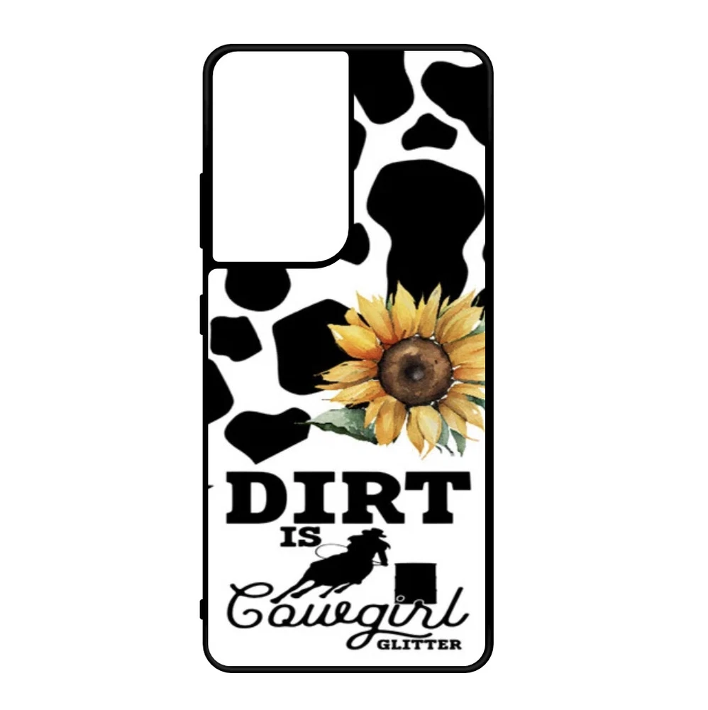 Phone Case for Galaxy S20 S21 S22 S23 Ultra Cow Print Barrel Racing Cowgirl Case