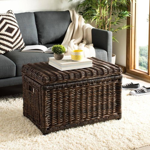 happimess Storage Trunk 30-in Hand-woven Wicker Removable Lid Collapsible Brown - Picture 3 of 9