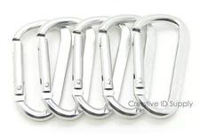 10pcs SILVER CARABINER D-RING KEY CHAIN 2.25" ANODIZED ALUMINUM HOOK BELT CLIP