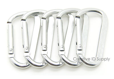 100pcs SILVER CARABINER D-RING KEY CHAIN 2.25'' ANODIZED ALUMINUM HOOK BELT CLIP