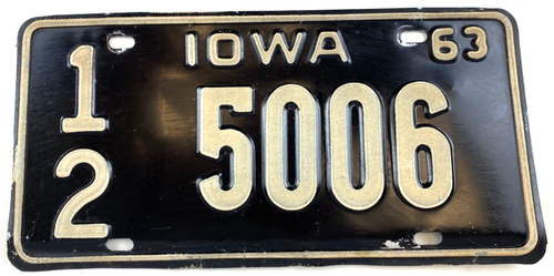 Vintage Iowa 1963 License Plate Car Butler Co. 12 5006 Man Cave Decor ...