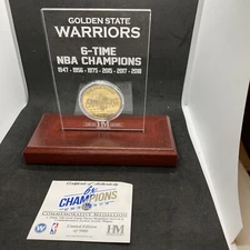 Golden State Warriors 6-Time Champions Gold Coin Acrylic Desk Top NBA Finals