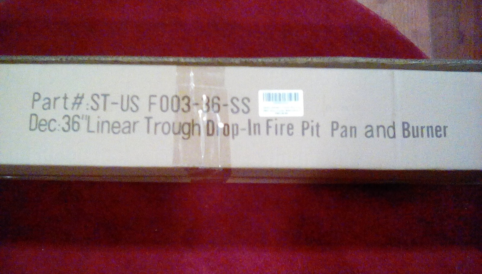 STANBROIL F003-36-SS 36" LINEAR TROUGH DROP-IN FIRE PIT & BURNER - NIB