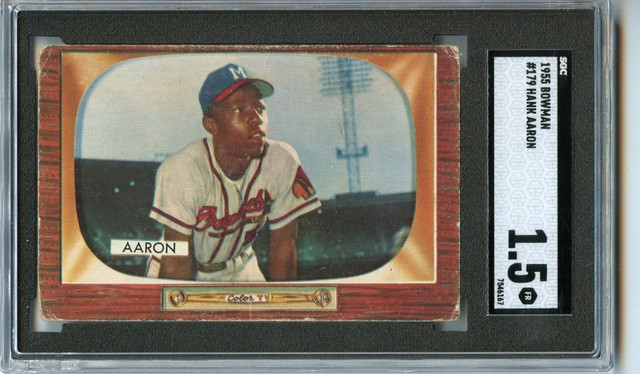 1955 Bowman Hank Aaron Milwaukee Braves #179 💥💥🎆 SGC Graded 1.5